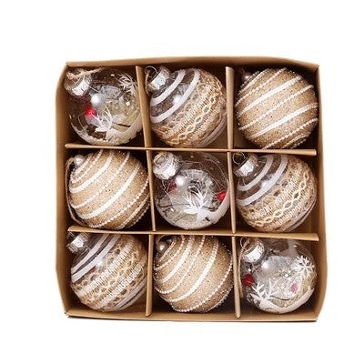 Painted PET Christmas ball ornaments with hanging loops for a Christmas tree