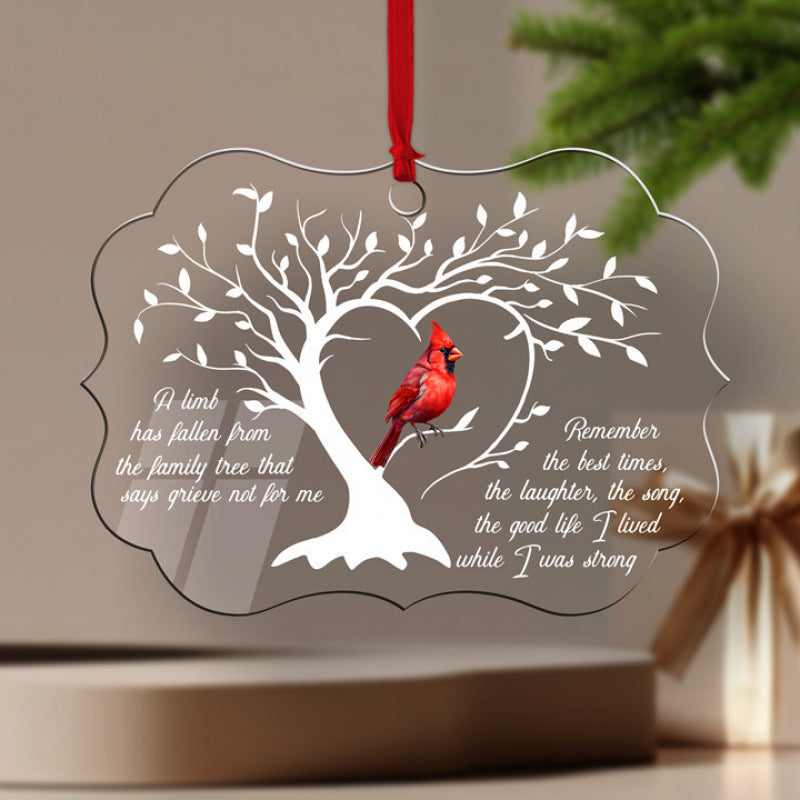 Acrylic Christmas tree ornament made from clear acrylic rather than glass