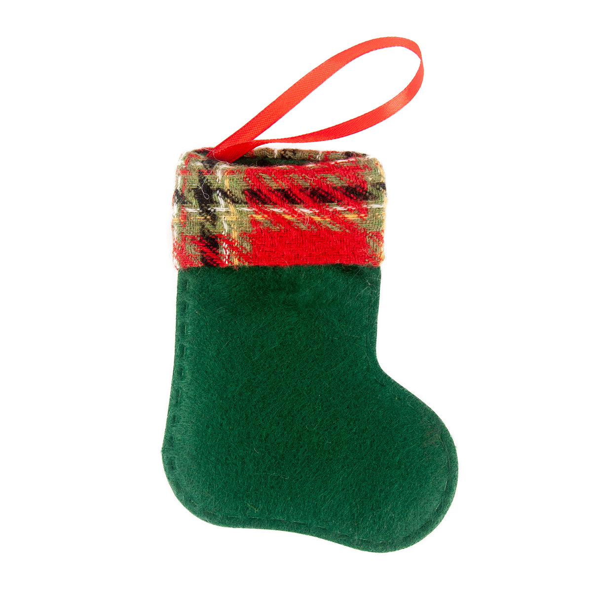 Single fabric Christmas stocking pendant, 5.7 inches tall