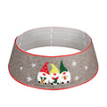 Non woven Christmas tree collar with three Nordic Santa figures