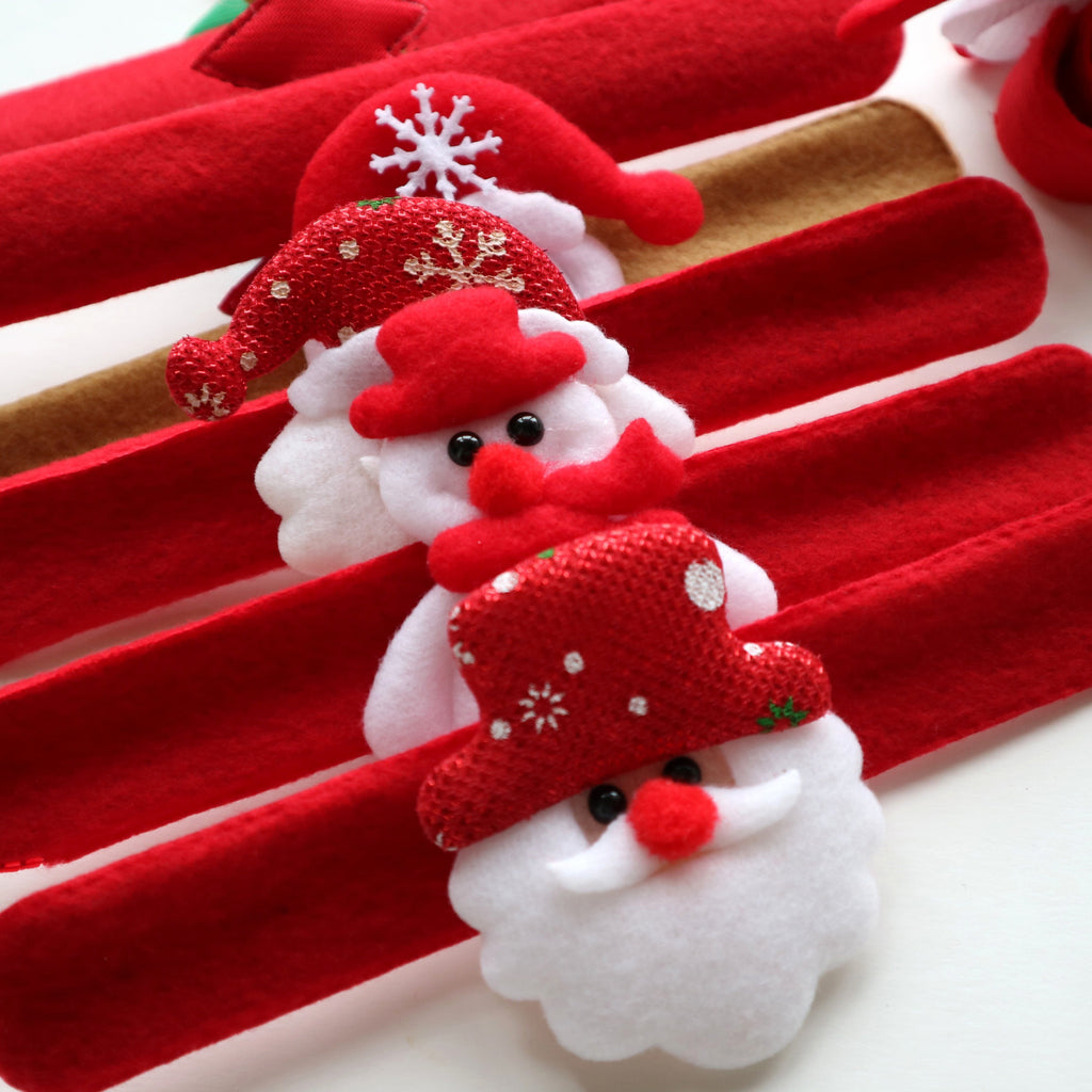 Set of eight Christmas bracelets sewn from nonwoven fabric