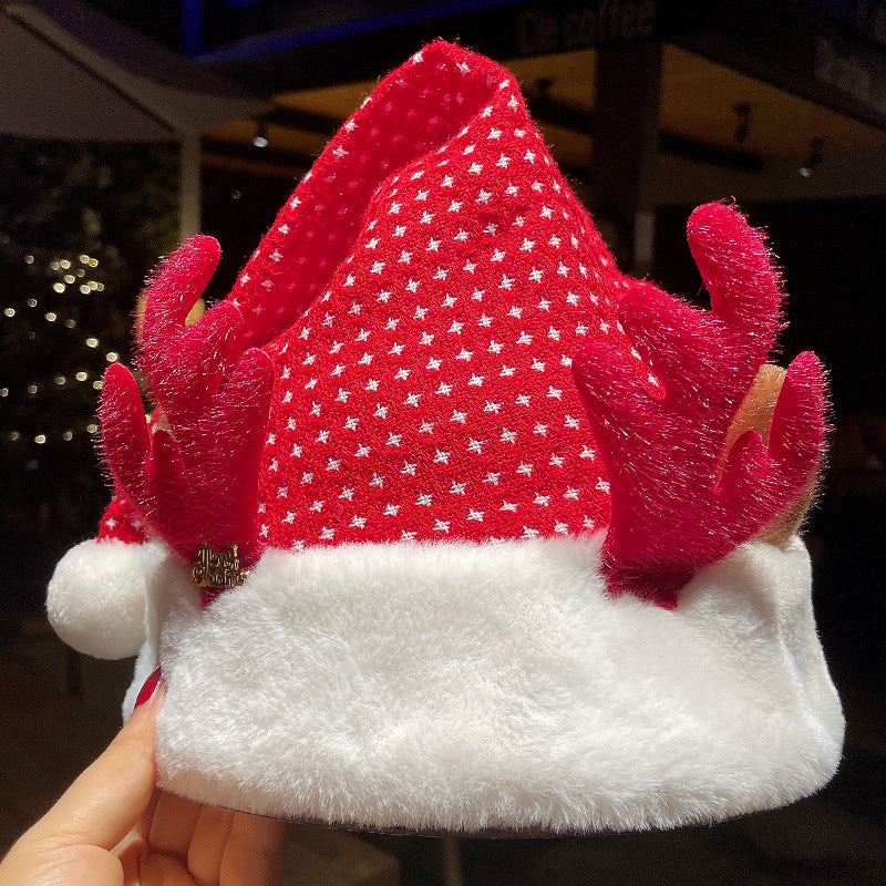 Red striped plush Christmas hat, one of eleven styles offered