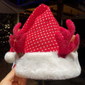 Red striped plush Christmas hat, one of eleven styles offered