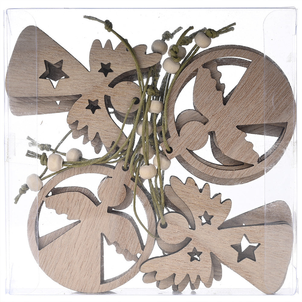 Five point star wooden Christmas ornament, carved and finished