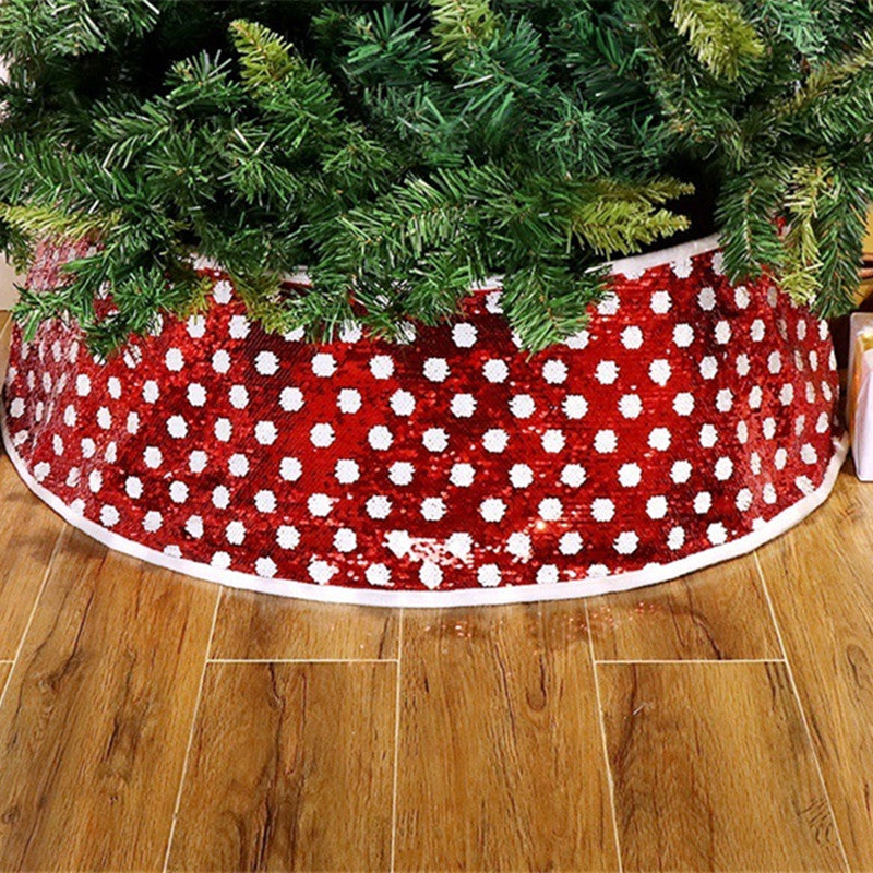 Red and white polka dot sequin Christmas tree collar