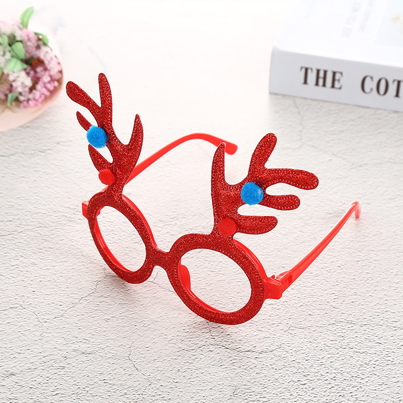 Fur ball antler design Christmas party glasses frame