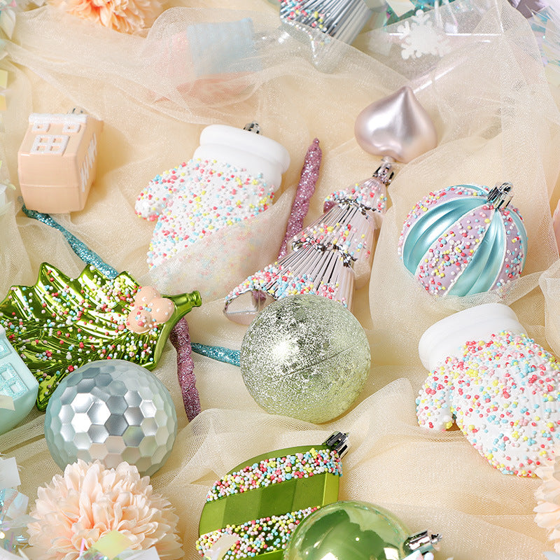 Macaron toned Christmas ball ornaments supplied as one complete set