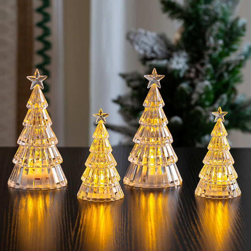 Mini crystal Christmas tree light with a faceted body that spreads light