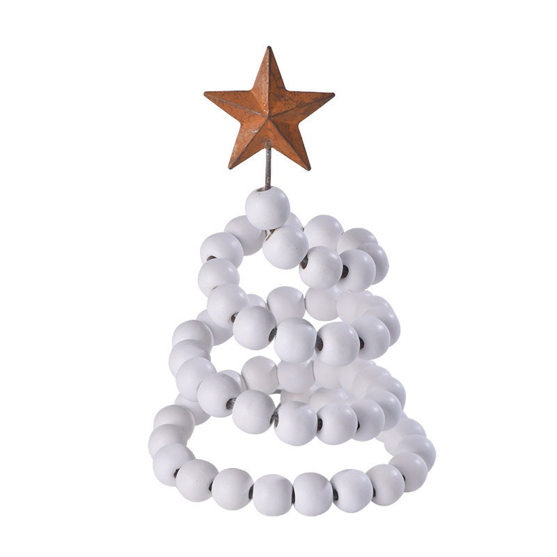 Wooden Christmas decoration in white, natural wood and green finishes