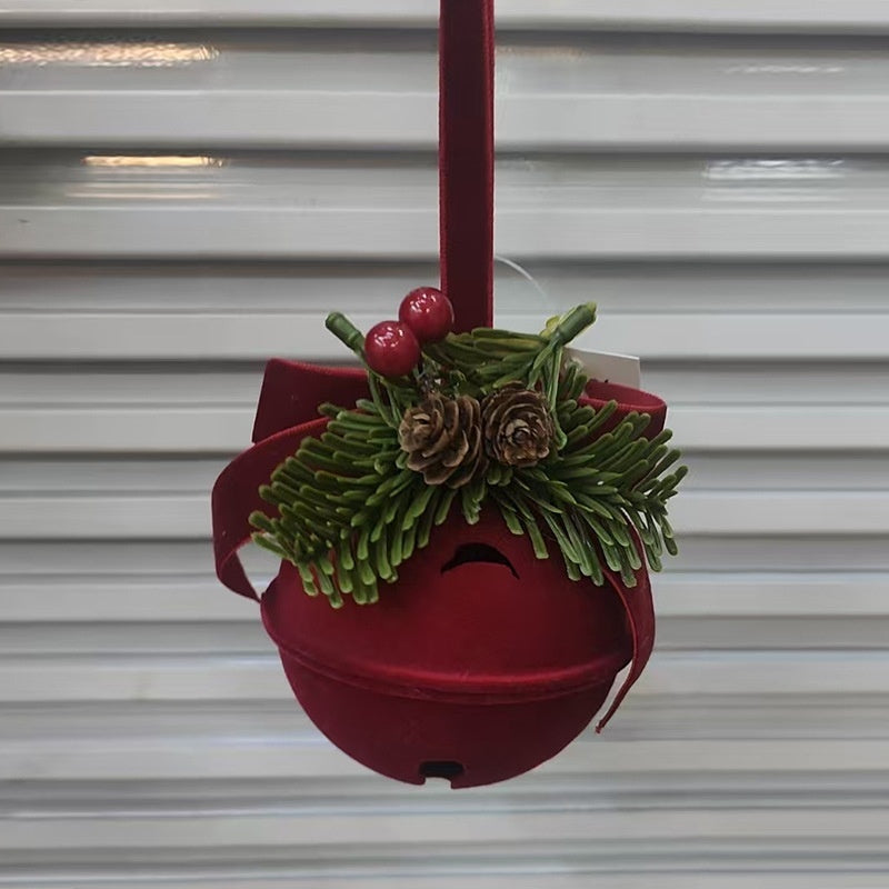 Wine red flocked Christmas pendant sold as one ornament