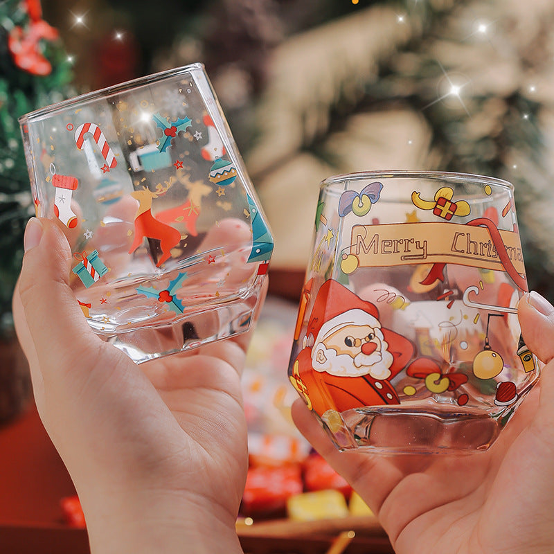 Snowman Christmas mug in transparent glass, available in two designs