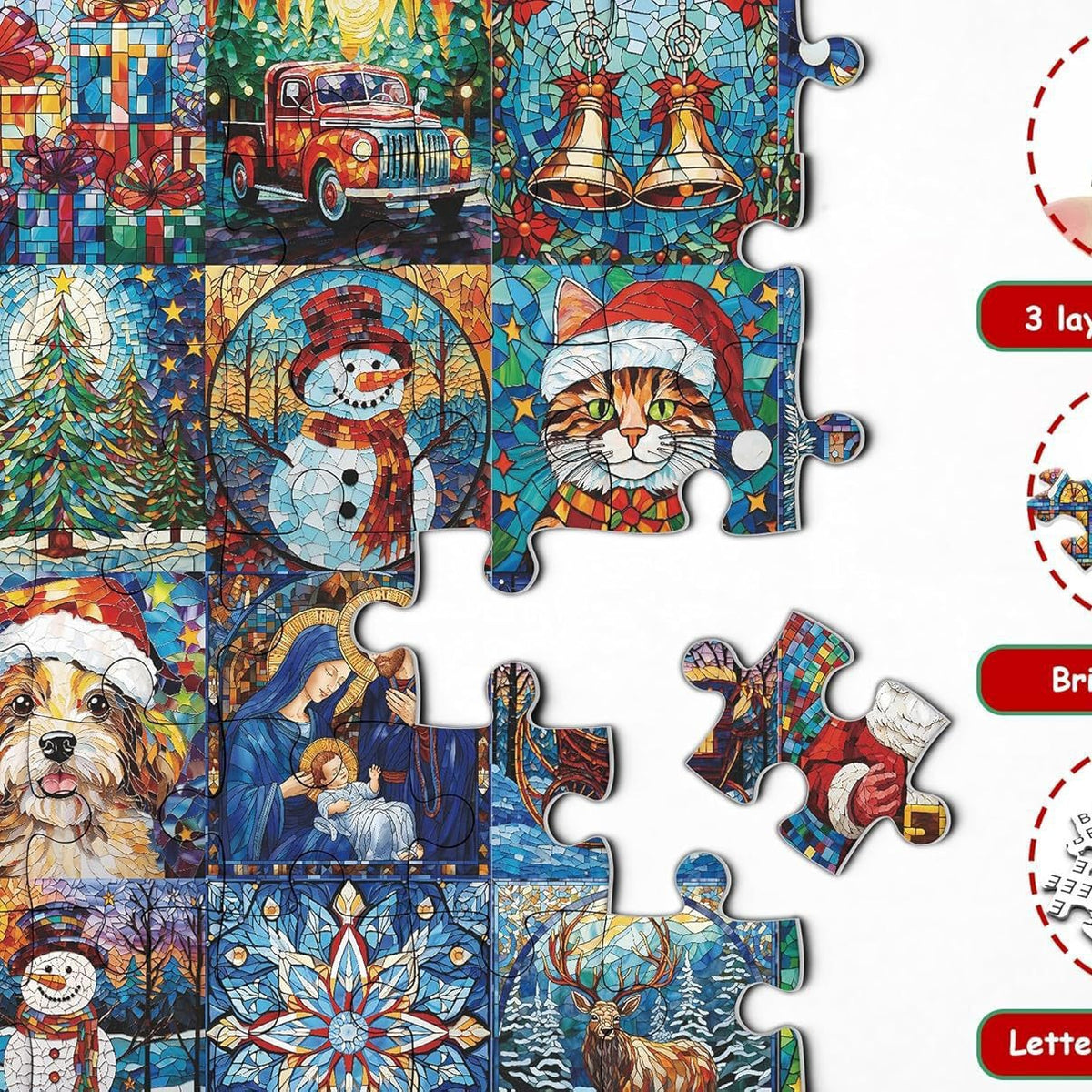 Illustrated Christmas puzzle built a piece at a time through December